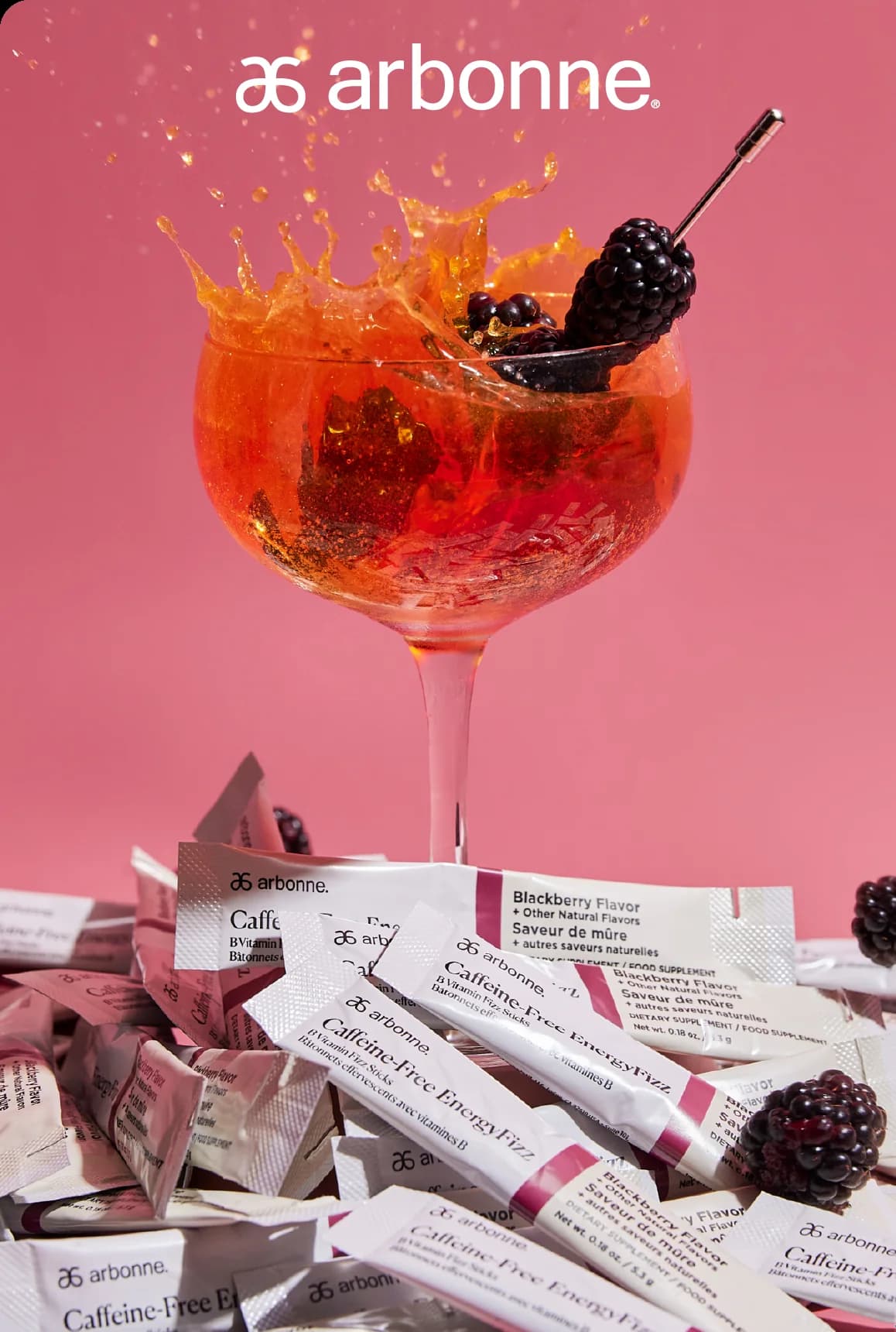 An Arbonne EnergyFizz campaign photo — the brand's advertising under active management